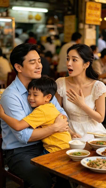 Tối đó tôi dẫn con trai và cô bạn th//ân đến một nhà hàng sang trọng. Nhưng vừa bước vào cửa, con t//rai tôi đột nhiên chạy tới ôm chân một người đàn ông xa lạ rồi gọi một tiếng khiến cả nhà hàng quay phắ/t lại.